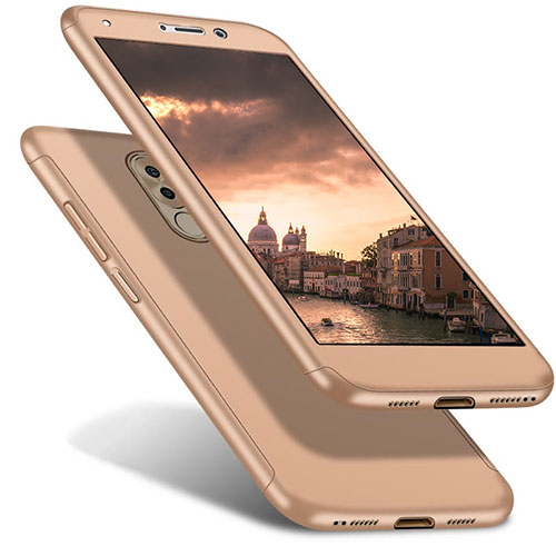 Hard Rigid Plastic Matte Finish Front and Back Cover Case 360 Degrees for Huawei GR5 (2017) Gold