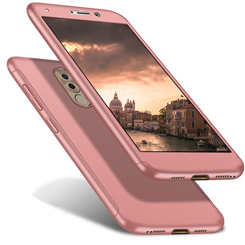 Hard Rigid Plastic Matte Finish Front and Back Cover Case 360 Degrees for Huawei Honor 6X Pro Rose Gold