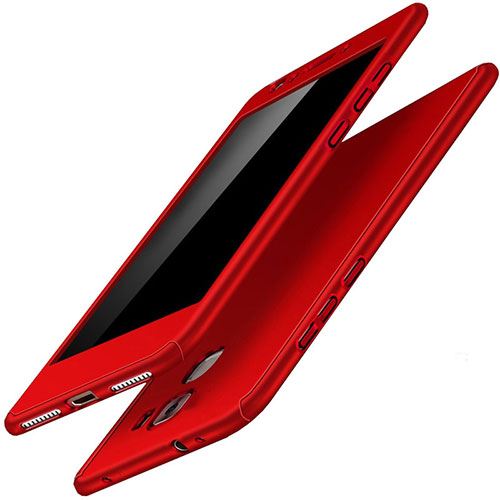 Hard Rigid Plastic Matte Finish Front and Back Cover Case 360 Degrees for Huawei Honor 7 Red