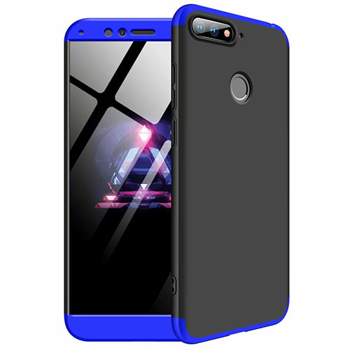Hard Rigid Plastic Matte Finish Front and Back Cover Case 360 Degrees for Huawei Honor 7A Blue and Black