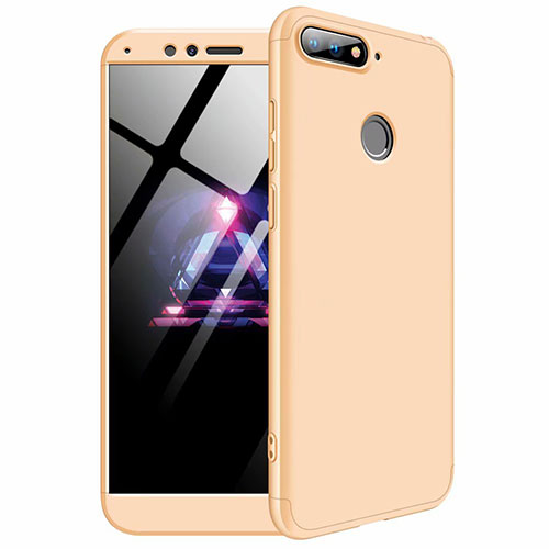 Hard Rigid Plastic Matte Finish Front and Back Cover Case 360 Degrees for Huawei Honor 7A Gold