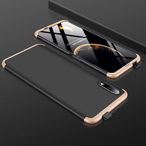 Hard Rigid Plastic Matte Finish Front and Back Cover Case 360 Degrees for Huawei Honor 9X Gold and Black