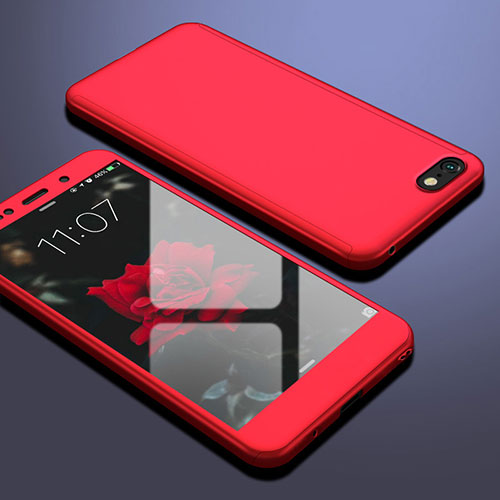 Hard Rigid Plastic Matte Finish Front and Back Cover Case 360 Degrees for Huawei Honor Play 7 Red