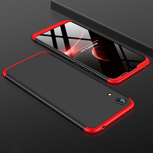 Hard Rigid Plastic Matte Finish Front and Back Cover Case 360 Degrees for Huawei Honor Play 8A Red and Black