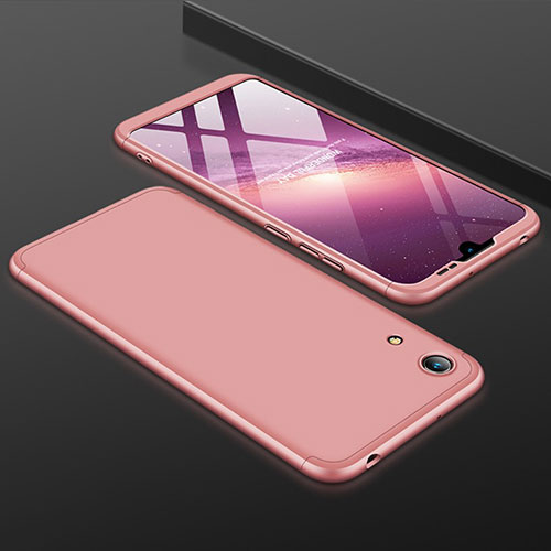 Hard Rigid Plastic Matte Finish Front and Back Cover Case 360 Degrees for Huawei Honor Play 8A Rose Gold