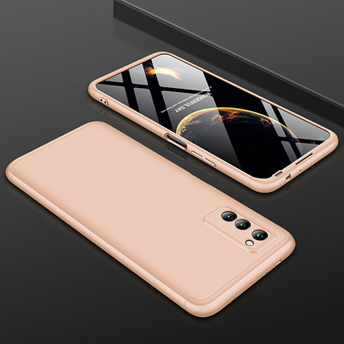 Hard Rigid Plastic Matte Finish Front and Back Cover Case 360 Degrees for Huawei Honor View 30 Pro 5G Gold