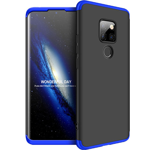 Hard Rigid Plastic Matte Finish Front and Back Cover Case 360 Degrees for Huawei Mate 20 Blue and Black