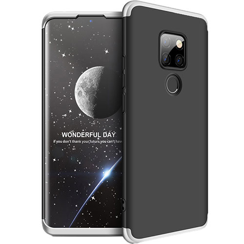 Hard Rigid Plastic Matte Finish Front and Back Cover Case 360 Degrees for Huawei Mate 20 Silver