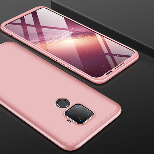 Hard Rigid Plastic Matte Finish Front and Back Cover Case 360 Degrees for Huawei Mate 30 Lite Rose Gold