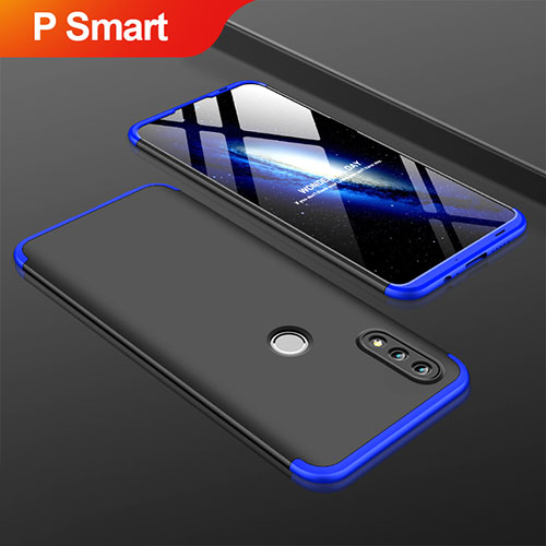 Hard Rigid Plastic Matte Finish Front and Back Cover Case 360 Degrees for Huawei P Smart (2019) Blue and Black