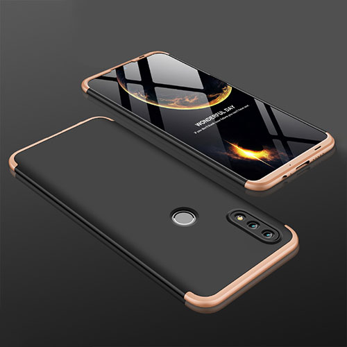 Hard Rigid Plastic Matte Finish Front and Back Cover Case 360 Degrees for Huawei P Smart (2019) Gold and Black