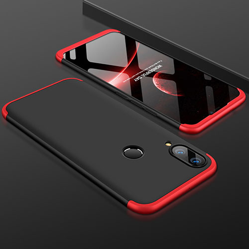 Hard Rigid Plastic Matte Finish Front and Back Cover Case 360 Degrees for Huawei P Smart+ Plus Red and Black