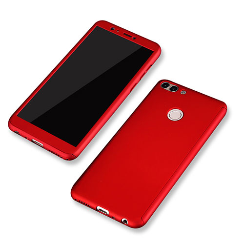 Hard Rigid Plastic Matte Finish Front and Back Cover Case 360 Degrees for Huawei P Smart Red