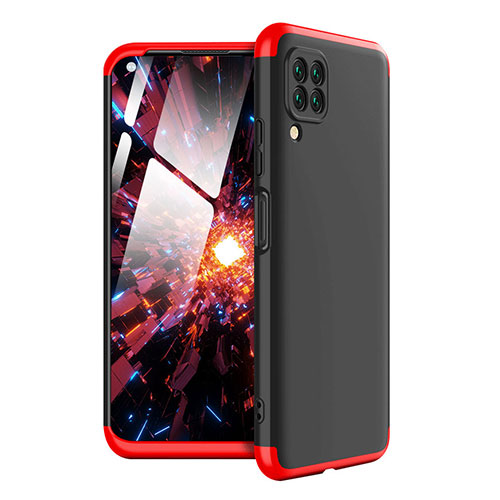 Hard Rigid Plastic Matte Finish Front and Back Cover Case 360 Degrees for Huawei P40 Lite Red and Black