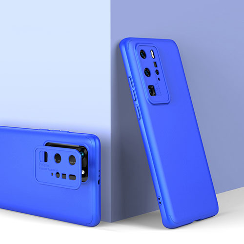 Hard Rigid Plastic Matte Finish Front and Back Cover Case 360 Degrees for Huawei P40 Pro Blue