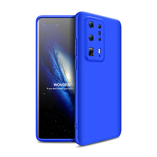 Hard Rigid Plastic Matte Finish Front and Back Cover Case 360 Degrees for Huawei P40 Pro+ Plus Blue