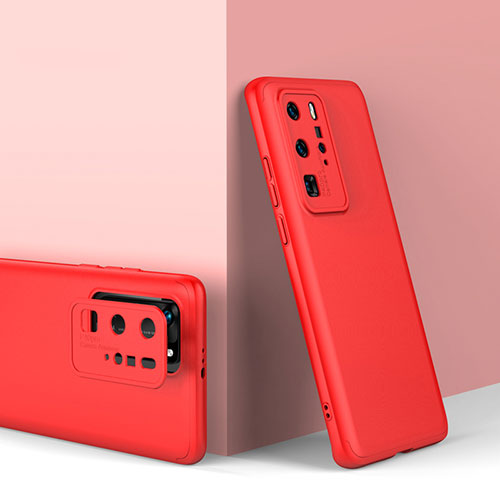 Hard Rigid Plastic Matte Finish Front and Back Cover Case 360 Degrees for Huawei P40 Pro Red