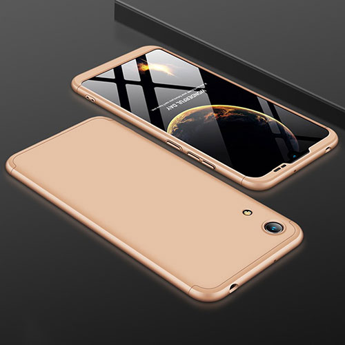 Hard Rigid Plastic Matte Finish Front and Back Cover Case 360 Degrees for Huawei Y6 (2019) Gold
