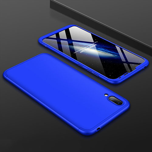 Hard Rigid Plastic Matte Finish Front and Back Cover Case 360 Degrees for Huawei Y7 (2019) Blue