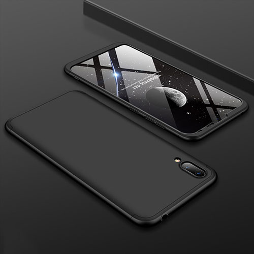 Hard Rigid Plastic Matte Finish Front and Back Cover Case 360 Degrees for Huawei Y7 Prime (2019) Black