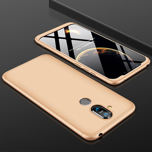 Hard Rigid Plastic Matte Finish Front and Back Cover Case 360 Degrees for Nokia 7.1 Plus Gold