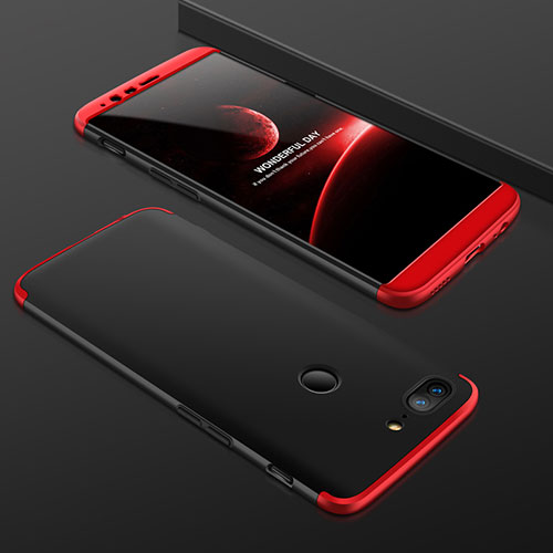 Hard Rigid Plastic Matte Finish Front and Back Cover Case 360 Degrees for OnePlus 5T A5010 Red and Black