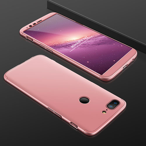 Hard Rigid Plastic Matte Finish Front and Back Cover Case 360 Degrees for OnePlus 5T A5010 Rose Gold