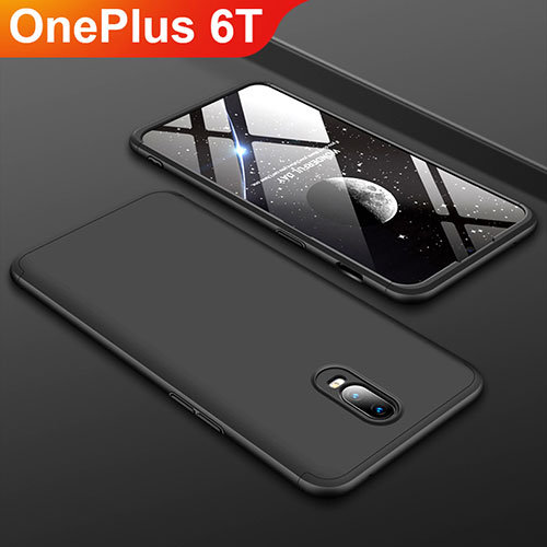 Hard Rigid Plastic Matte Finish Front and Back Cover Case 360 Degrees for OnePlus 6T Black