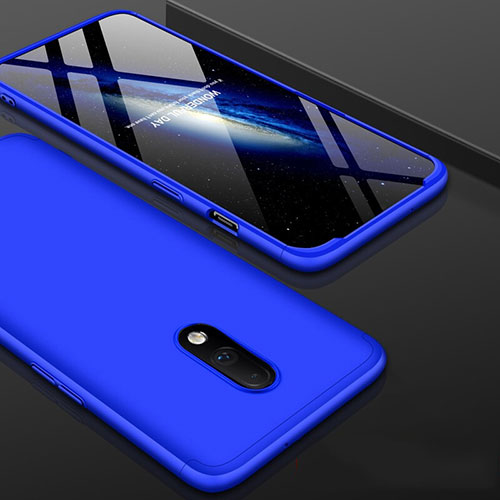 Hard Rigid Plastic Matte Finish Front and Back Cover Case 360 Degrees for OnePlus 7 Blue