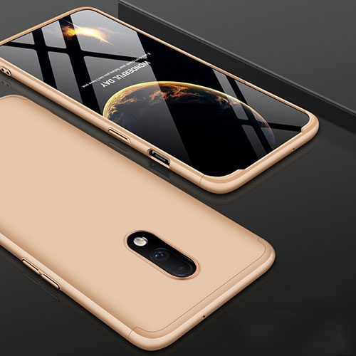 Hard Rigid Plastic Matte Finish Front and Back Cover Case 360 Degrees for OnePlus 7 Gold