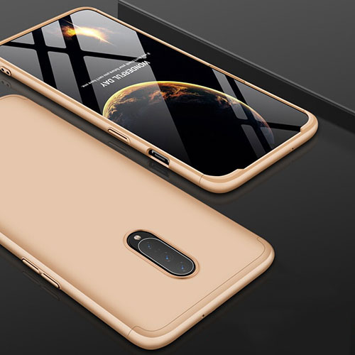 Hard Rigid Plastic Matte Finish Front and Back Cover Case 360 Degrees for OnePlus 7 Pro Gold