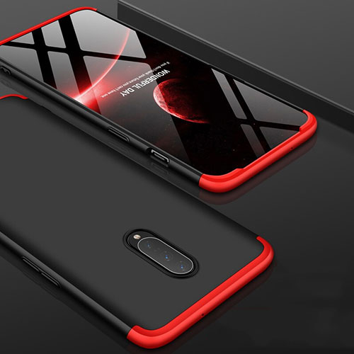 Hard Rigid Plastic Matte Finish Front and Back Cover Case 360 Degrees for OnePlus 7 Pro Red and Black