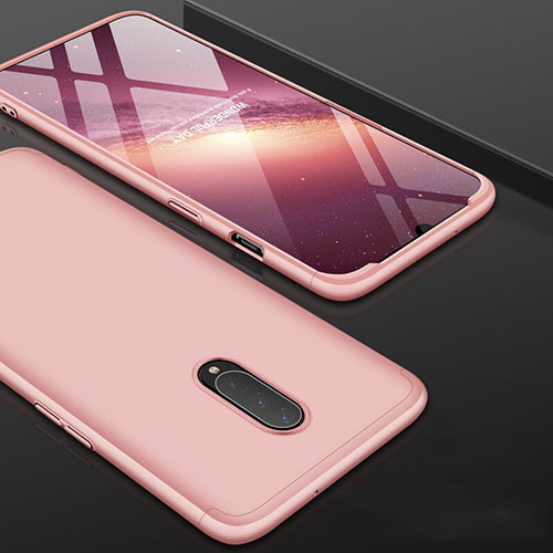 Hard Rigid Plastic Matte Finish Front and Back Cover Case 360 Degrees for OnePlus 7 Pro Rose Gold