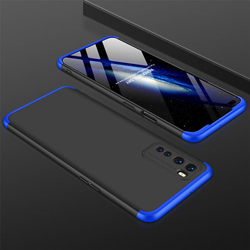 Hard Rigid Plastic Matte Finish Front and Back Cover Case 360 Degrees for OnePlus Nord Blue and Black