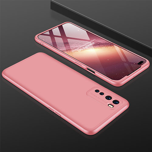 Hard Rigid Plastic Matte Finish Front and Back Cover Case 360 Degrees for OnePlus Nord Rose Gold