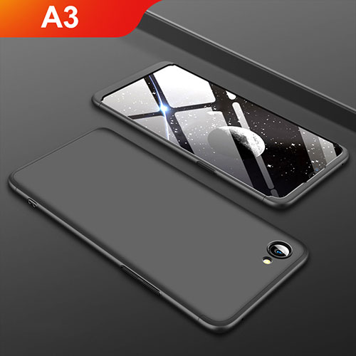 Hard Rigid Plastic Matte Finish Front and Back Cover Case 360 Degrees for Oppo A3 Black