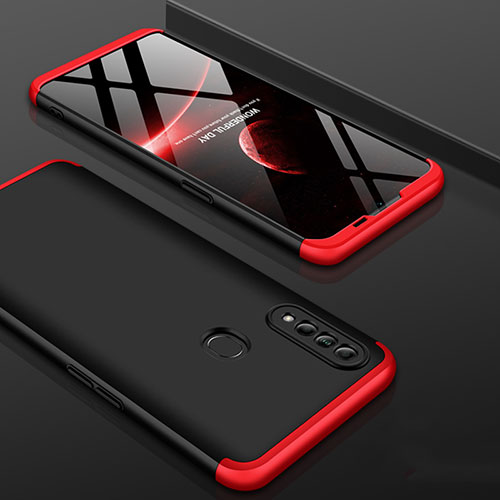 Hard Rigid Plastic Matte Finish Front and Back Cover Case 360 Degrees for Oppo A31 Red and Black
