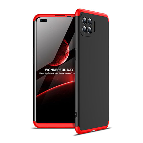 Hard Rigid Plastic Matte Finish Front and Back Cover Case 360 Degrees for Oppo A93 Red and Black