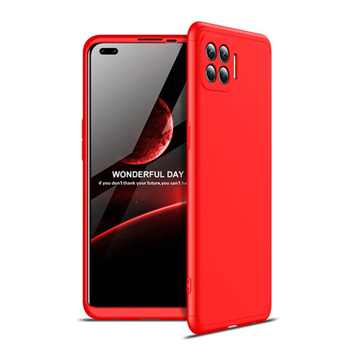 Hard Rigid Plastic Matte Finish Front and Back Cover Case 360 Degrees for Oppo F17 Pro Red