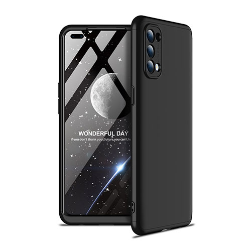 Hard Rigid Plastic Matte Finish Front and Back Cover Case 360 Degrees for Oppo Reno4 4G Black