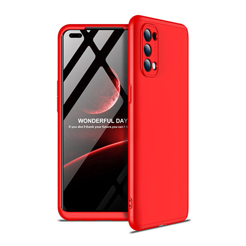 Hard Rigid Plastic Matte Finish Front and Back Cover Case 360 Degrees for Oppo Reno4 4G Red