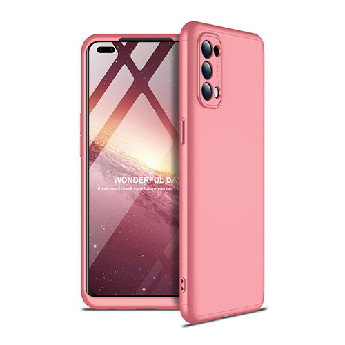 Hard Rigid Plastic Matte Finish Front and Back Cover Case 360 Degrees for Oppo Reno4 4G Rose Gold
