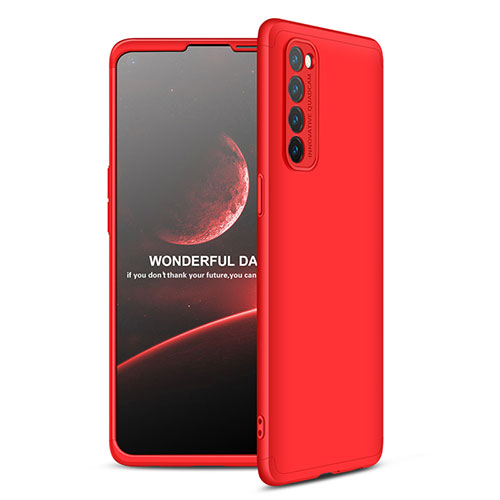 Hard Rigid Plastic Matte Finish Front and Back Cover Case 360 Degrees for Oppo Reno4 Pro 4G Red