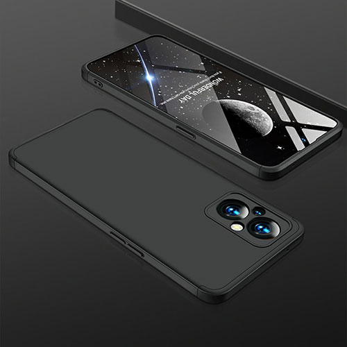 Hard Rigid Plastic Matte Finish Front and Back Cover Case 360 Degrees for Oppo Reno7 Z 5G Black