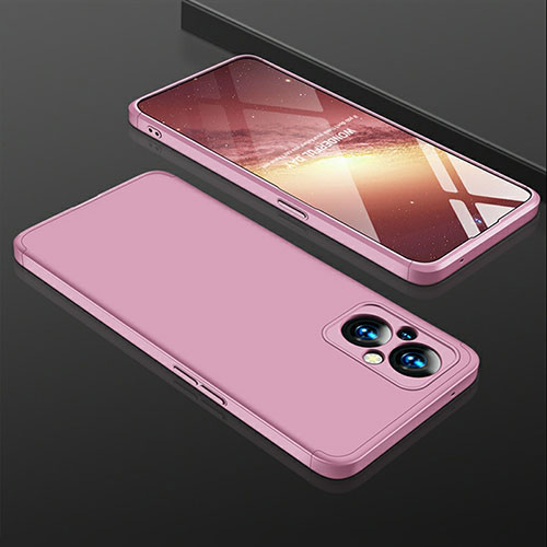 Hard Rigid Plastic Matte Finish Front and Back Cover Case 360 Degrees for Oppo Reno8 Z 5G Rose Gold