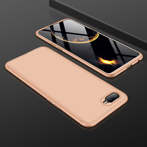 Hard Rigid Plastic Matte Finish Front and Back Cover Case 360 Degrees for Oppo RX17 Neo Gold