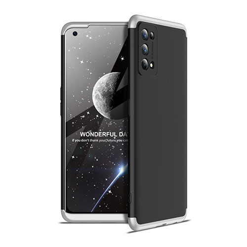 Hard Rigid Plastic Matte Finish Front and Back Cover Case 360 Degrees for Realme 7 Pro Silver and Black