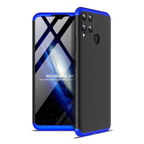 Hard Rigid Plastic Matte Finish Front and Back Cover Case 360 Degrees for Realme C15 Blue and Black