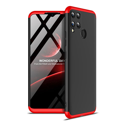 Hard Rigid Plastic Matte Finish Front and Back Cover Case 360 Degrees for Realme C15 Red and Black