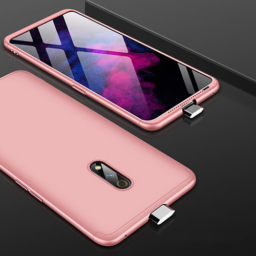 Hard Rigid Plastic Matte Finish Front and Back Cover Case 360 Degrees for Realme X Rose Gold